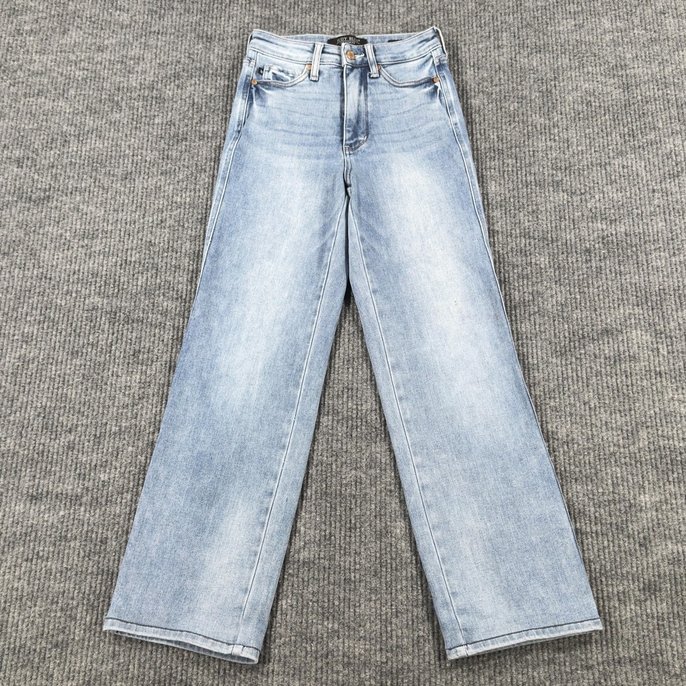 Judy Blue Straight Jeans Womens 1/25 Blue Light Wash Regular Stretch Denim